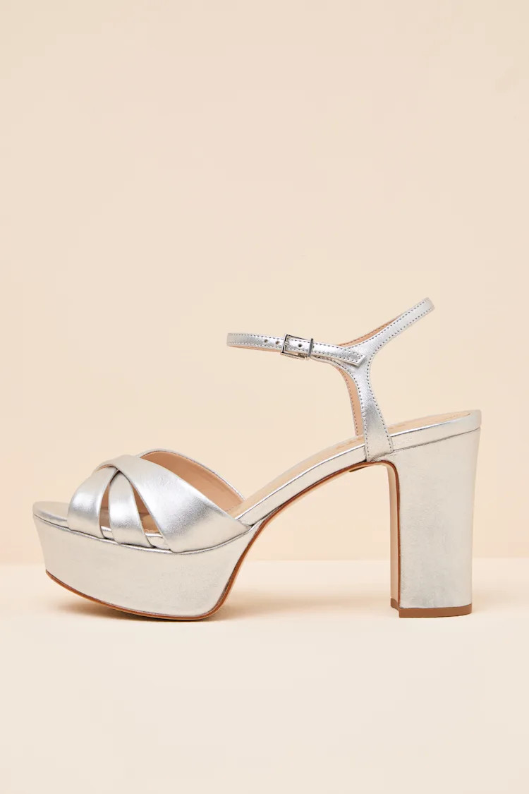 Keefa Prata Metallic Leather Platform Sandals | Lulus
