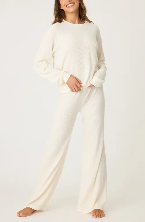 PJ Salvage Brushed Cozy Thermal Pajamas in Bone at Nordstrom, Size Medium | Nordstrom