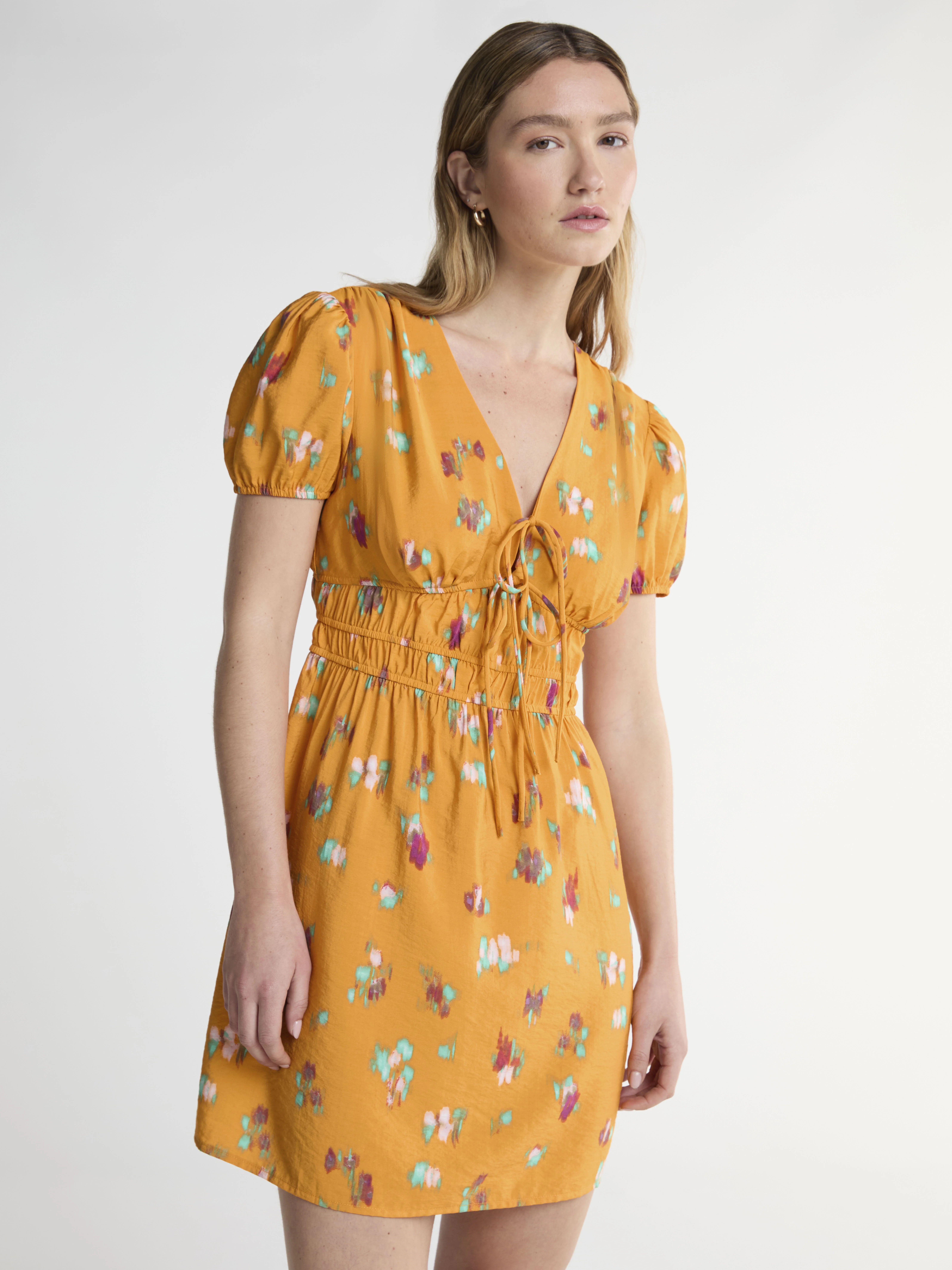 Scoop Women’s Mini Tie Dress with Puff Sleeves, Sizes XS-XXL | Walmart (US)