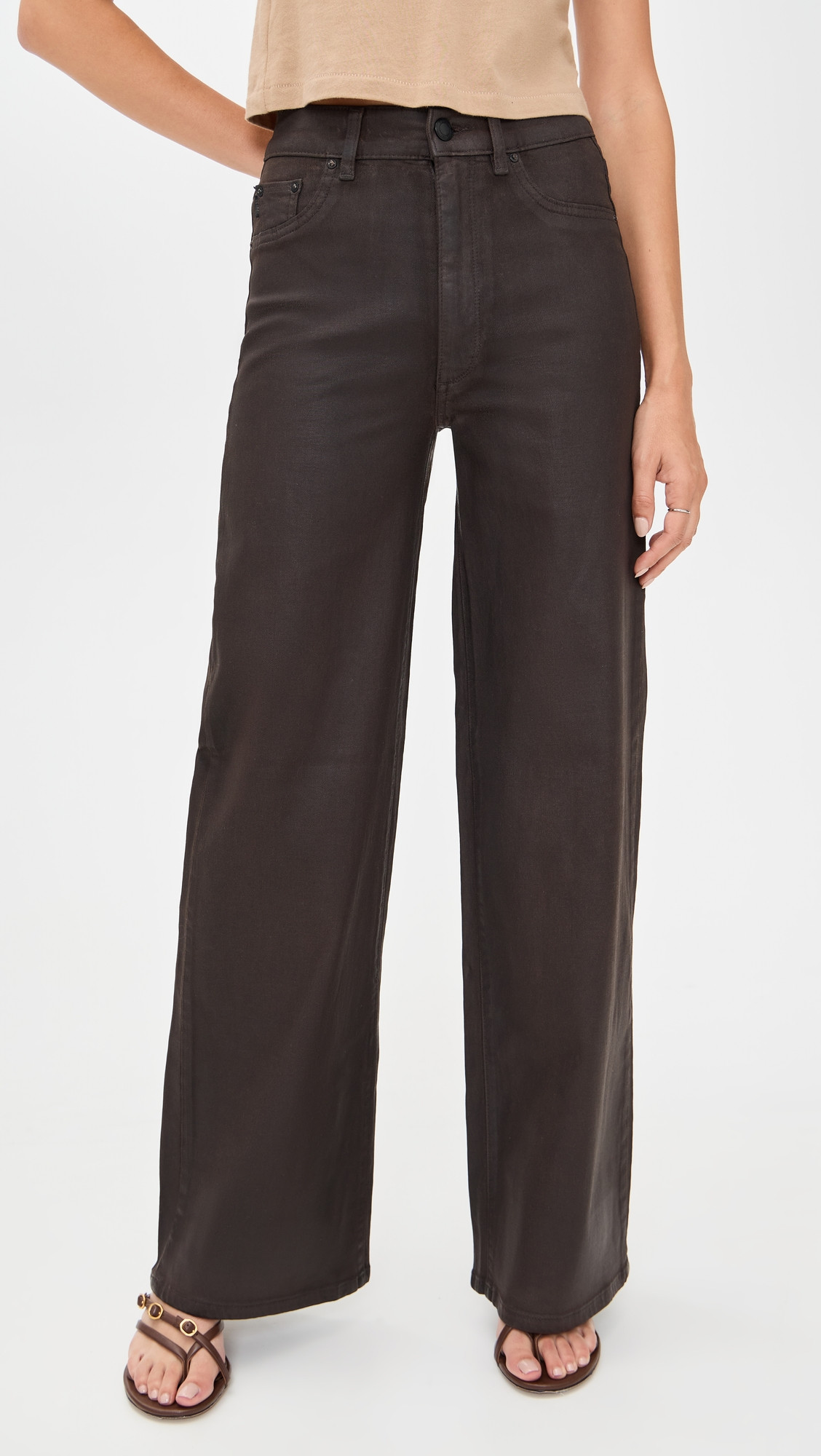 DL1961 Hepburn Wide Leg Pants Walnut Coated (Ultimate) 29 | Shopbop