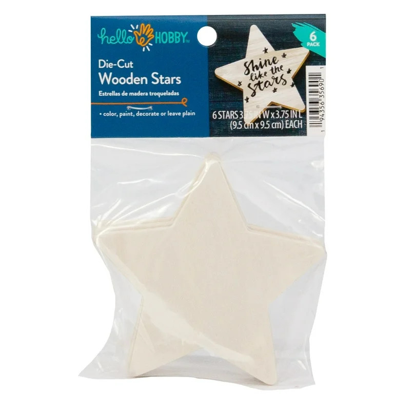 Hello Hobby Wooden Stars, 6-Pack | Walmart (US)