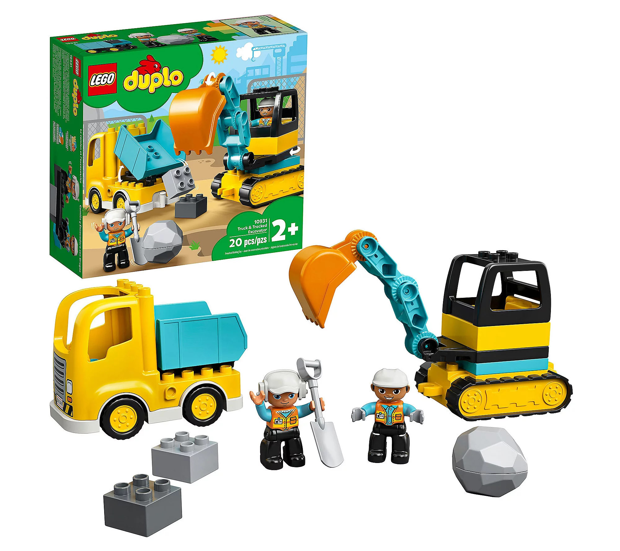 LEGO DUPLO Construction Truck & Tracked Excavatr 10931 - 20Pc | QVC