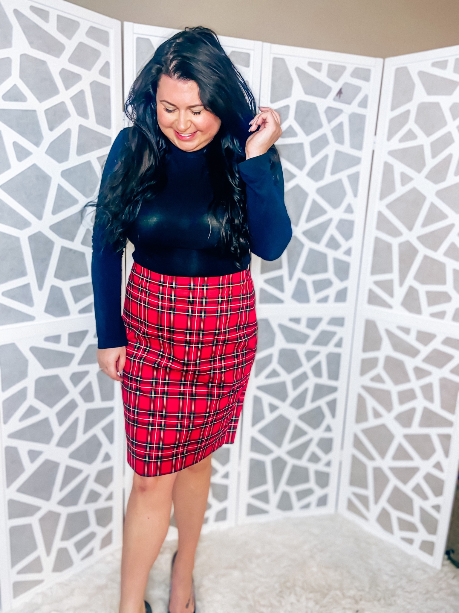 12 Days of Holiday Looks: Day 1
.
Tartan Pencil Skirt, Bodysuit, and Patent Heels 
.
#classicstyle #traditionalstyle #timelessstyle #holiday #holidays #holidayseason #holidaystyle #holidayoutfit #holidayoutfits #holidayfashion #christmas #christmasstyle #christmasfashion #getreadywithme #getready #grwm #stylereels #outfitinspiration #outfitinspo #outfitreel 