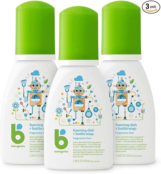 Babyganics Foaming Dish & Bottle Soap for Travel, Fragrance Free, Packaging May Vary, 3.38 Fl Oz ... | Amazon (US)