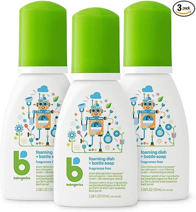 Babyganics Foaming Dish & Bottle Soap for Travel, Fragrance Free, Plant-Derived Cleaning Power, R... | Amazon (US)