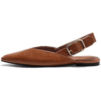 Coutgo Womens Flat Mules Closed Pointed Toe Slingback Slip On Flats Work Office Dress Sandal Shoe... | Amazon (US)