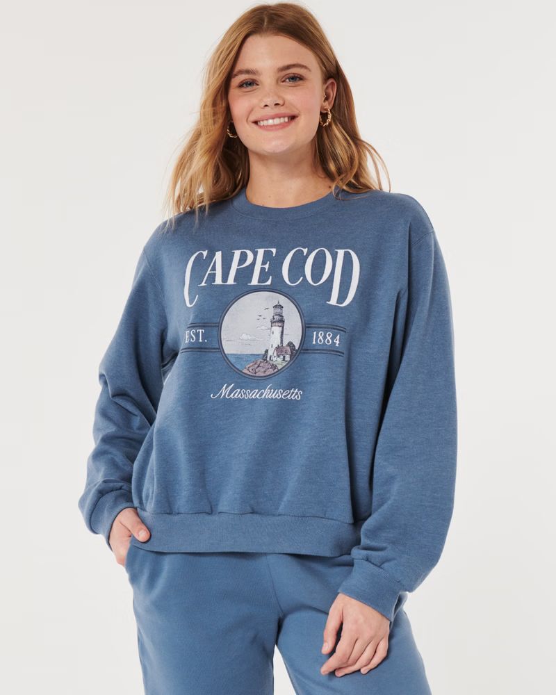 Easy Cape Cod Massachusetts Graphic Crew Sweatshirt | Hollister (US)