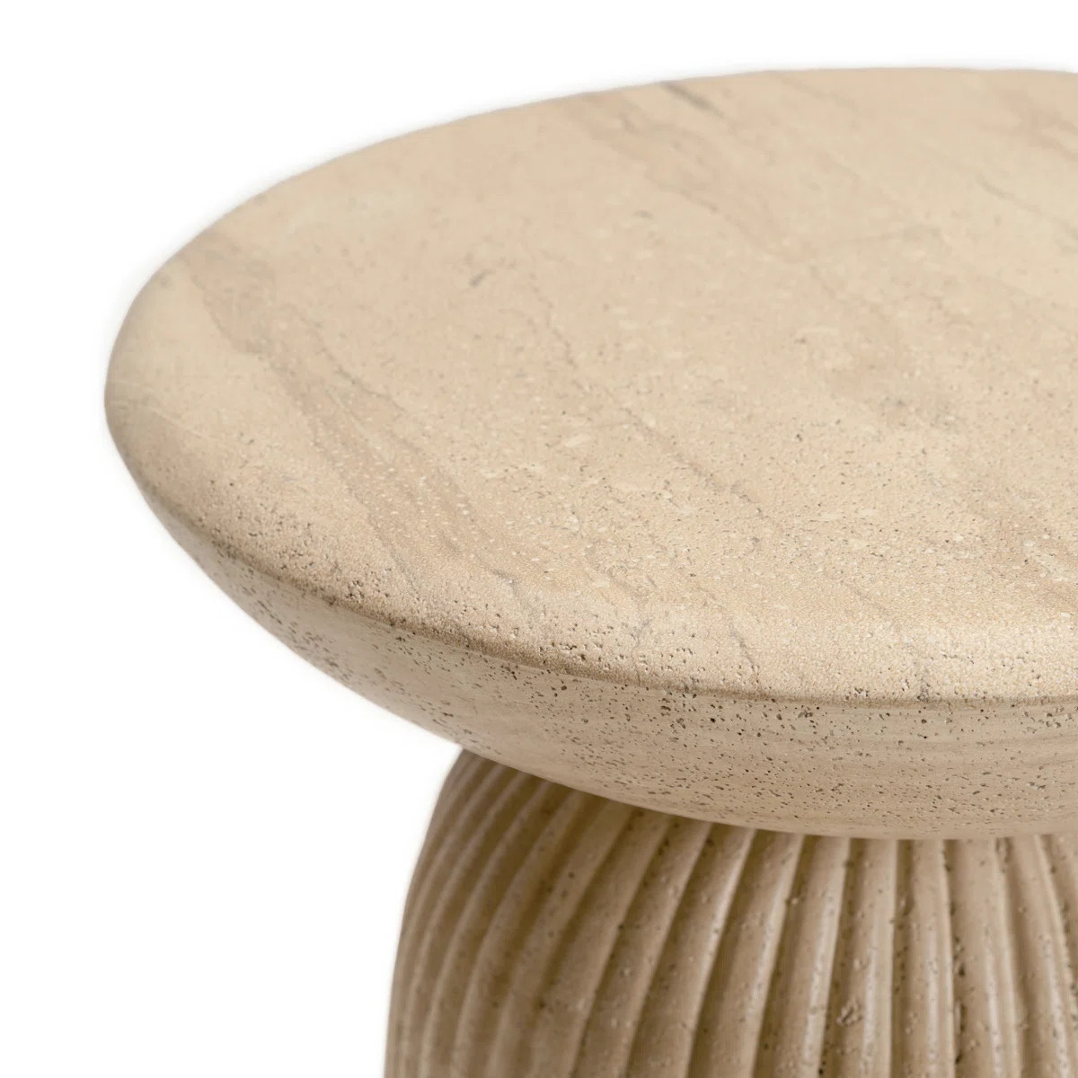 Tithi Stylish Decorative End Table with Faux Travertine Marble Effect Stone for Elegant Home Inte... | Wayfair North America