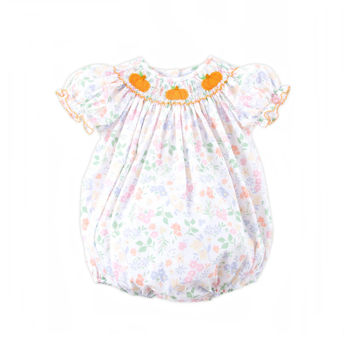 Autumn Floral Pumpkin Smocked Bishop Bubble | Classic Whimsy