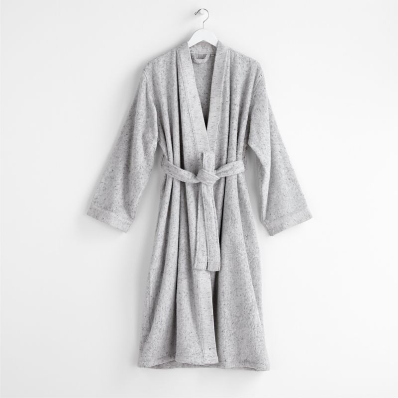 Organic Small/Medium Turkish Cotton Grey Fleck Bathrobe + Reviews | Crate & Barrel | Crate & Barrel