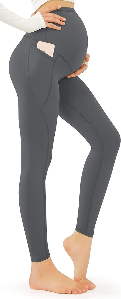 JOYSPELS Smooth Feeling Maternity Leggings Over The Belly with Pockets Workout Pregnancy Leggings | Amazon (US)
