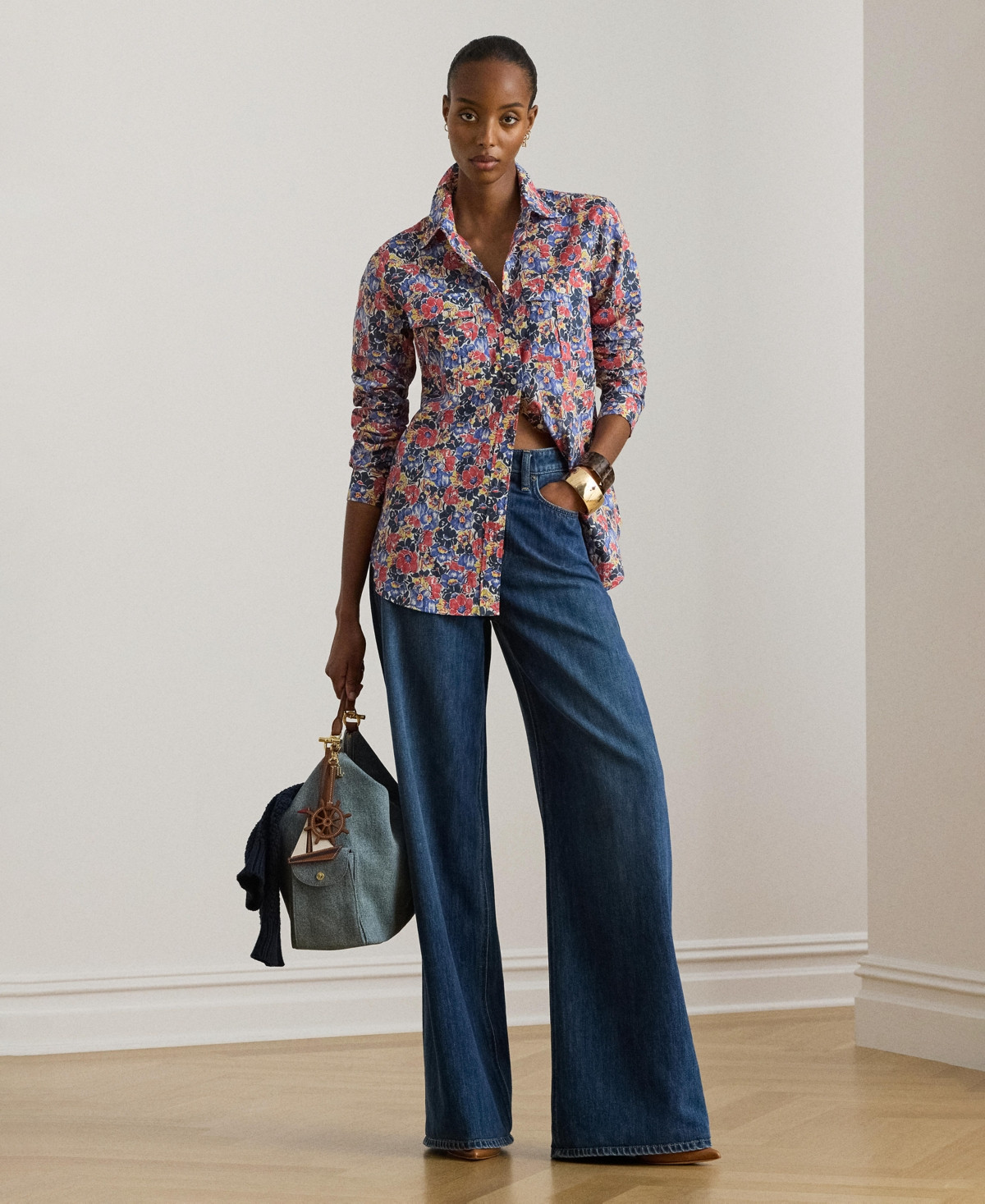 Lauren Ralph Lauren Women's High-Rise Wide-Leg Jeans - Maxen Wash | Macy's
