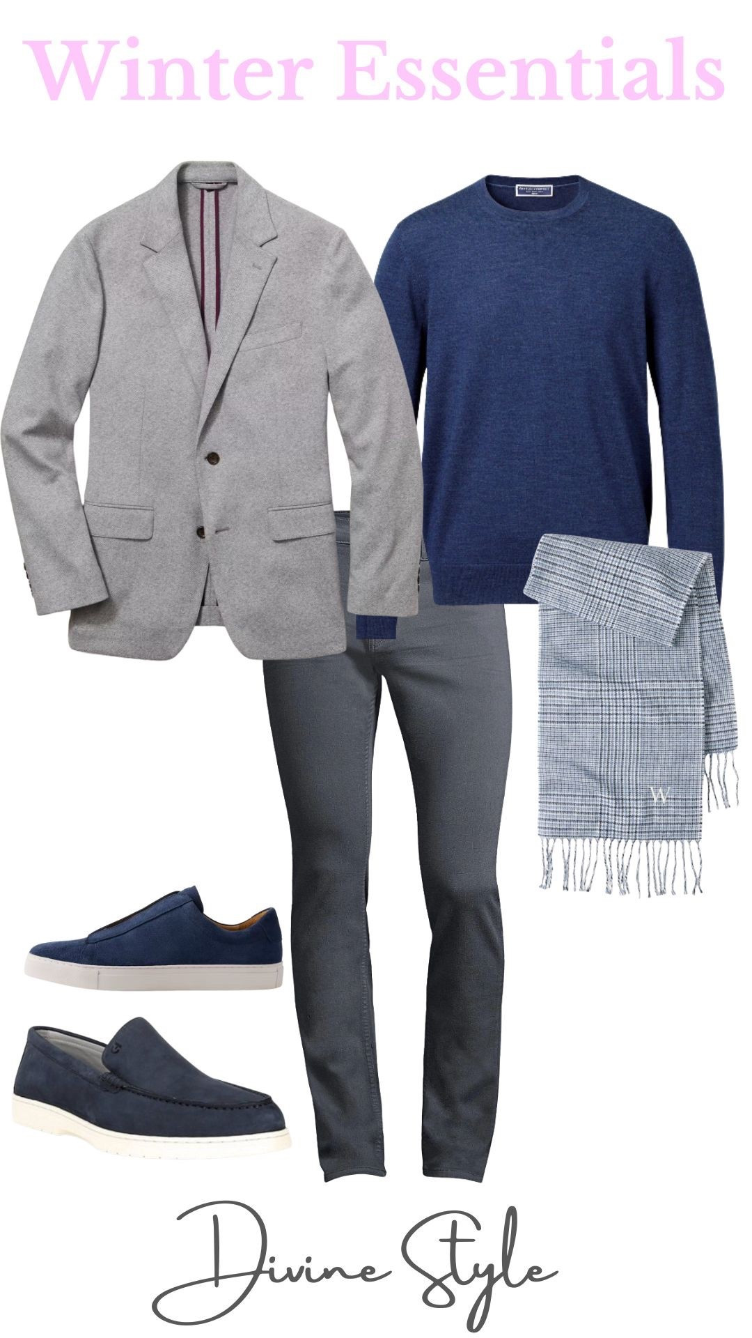 Relaxed casual winter outfit for men. A knit blazer is a go-to piece to wear at home or for travel or casual days. Layer with a crew neck sweater and scarf to tie the outfit together. Slip on Venetia loafers or suede sneakers to look cozy yet stylish.

#LTKFindsUnder100 #LTKootd #LTKMens