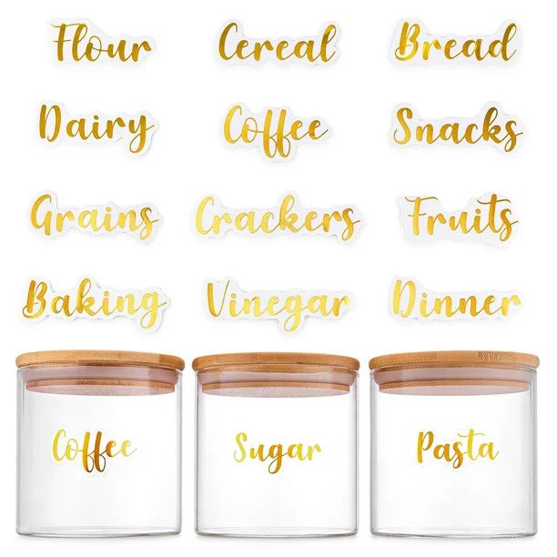 Mint Living Gold Pantry Labels 100 (90 Preprinted +10 Blank) Kitchen Labels - Glossy Water Resist... | Walmart (US)