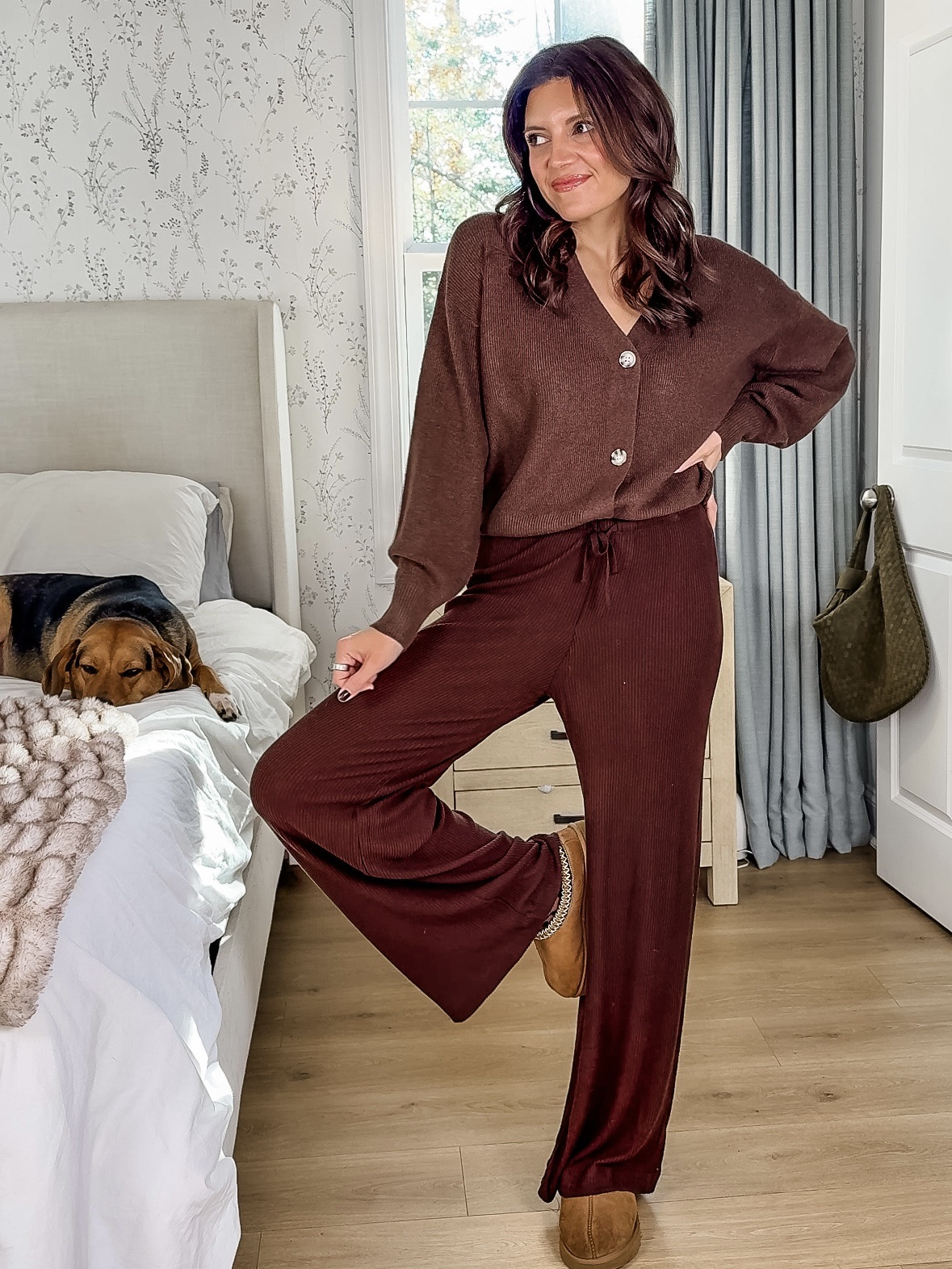 Cozy brown lounge set! I’m planning on wearing this for Thanksgiving at home with my family! Wearing a small in both cardigan and pants. I’m 5’7” 

#LTKOver40 #LTKTall #LTKFindsUnder50