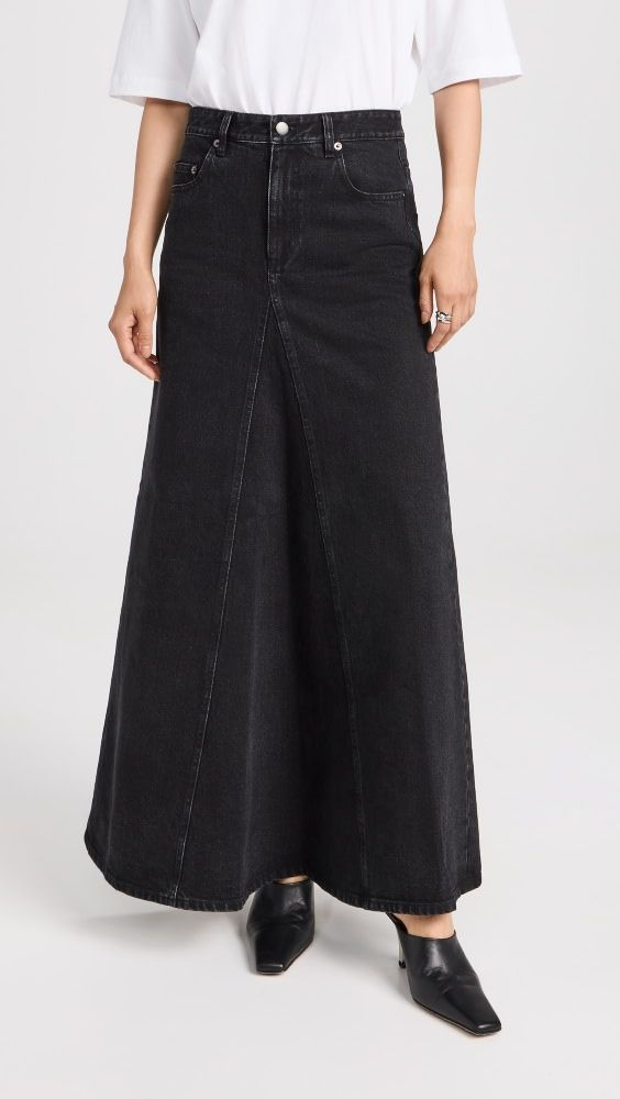 Tibi Black Denim Godet Maxi Skirt | Shopbop | Shopbop
