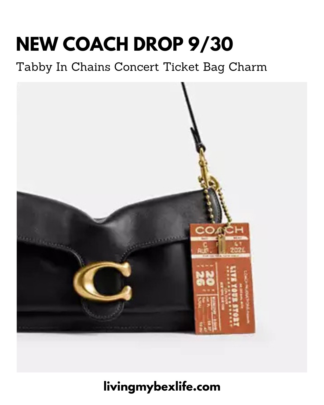 New Coach Tabby In Chains Concert Ticket Bag Charm | special edition coach, limited edition coach, luxury handbag, designer handbag, coach drop 9/30

#LTKdayinmylife #LTKgrwm #LTKU