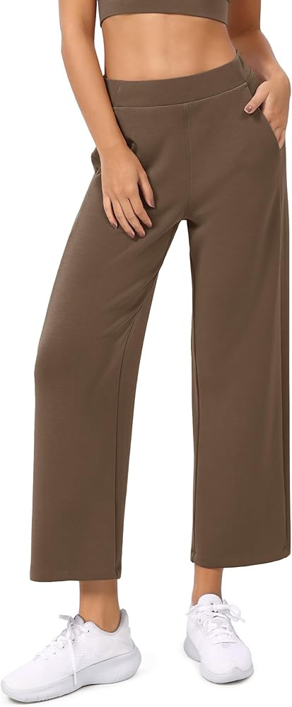 ODODOS Women's Modal Soft Relaxed Cropped Pants High Waist Casual Wide Leg Pants with Pockets - 2... | Amazon (US)