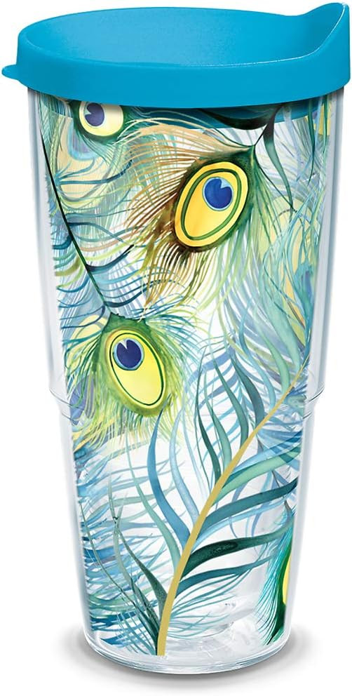Tervis Peacock Tumbler with Wrap and Turquoise Lid 24oz, Clear | Amazon (US)