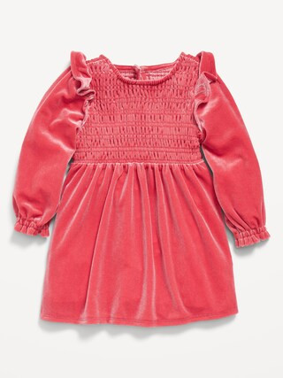 Ruffled Smocked Velvet Dress for Baby | Old Navy (US)