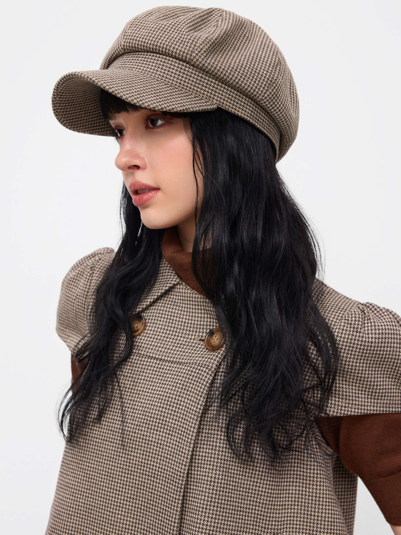 HOUNDSTOOTH BERET HAT | Cider