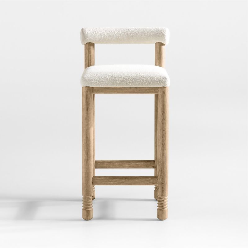 Revival Boucle Oak Counter Stool by Athena Calderone, Crate & Barrel Counter Stool, Kitchen Decor | Crate & Barrel