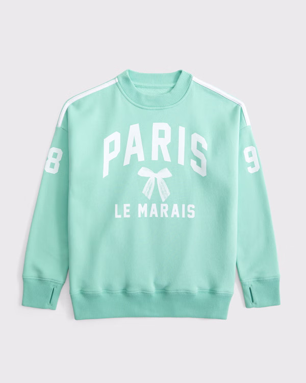 girls legging-friendly graphic crew sweatshirt | girls tops | Abercrombie.com | Abercrombie & Fitch (US)