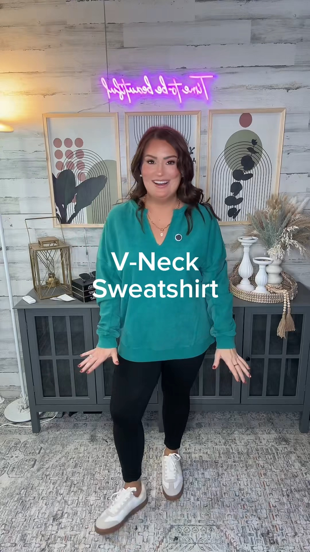 V-Neck Sweatshirt 

#LTKOver40 #LTKMidsize #LTKStyleTip