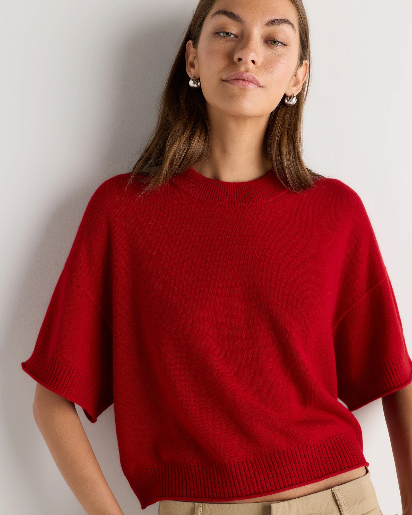 Mongolian Cashmere Cropped Oversized Tee | Quince