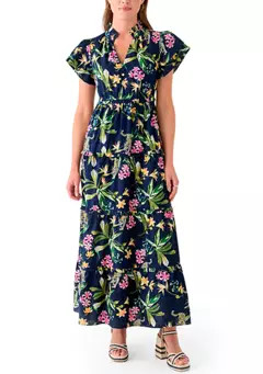 Women's Printed Flutter Sleeve Maxi Dress | Belk