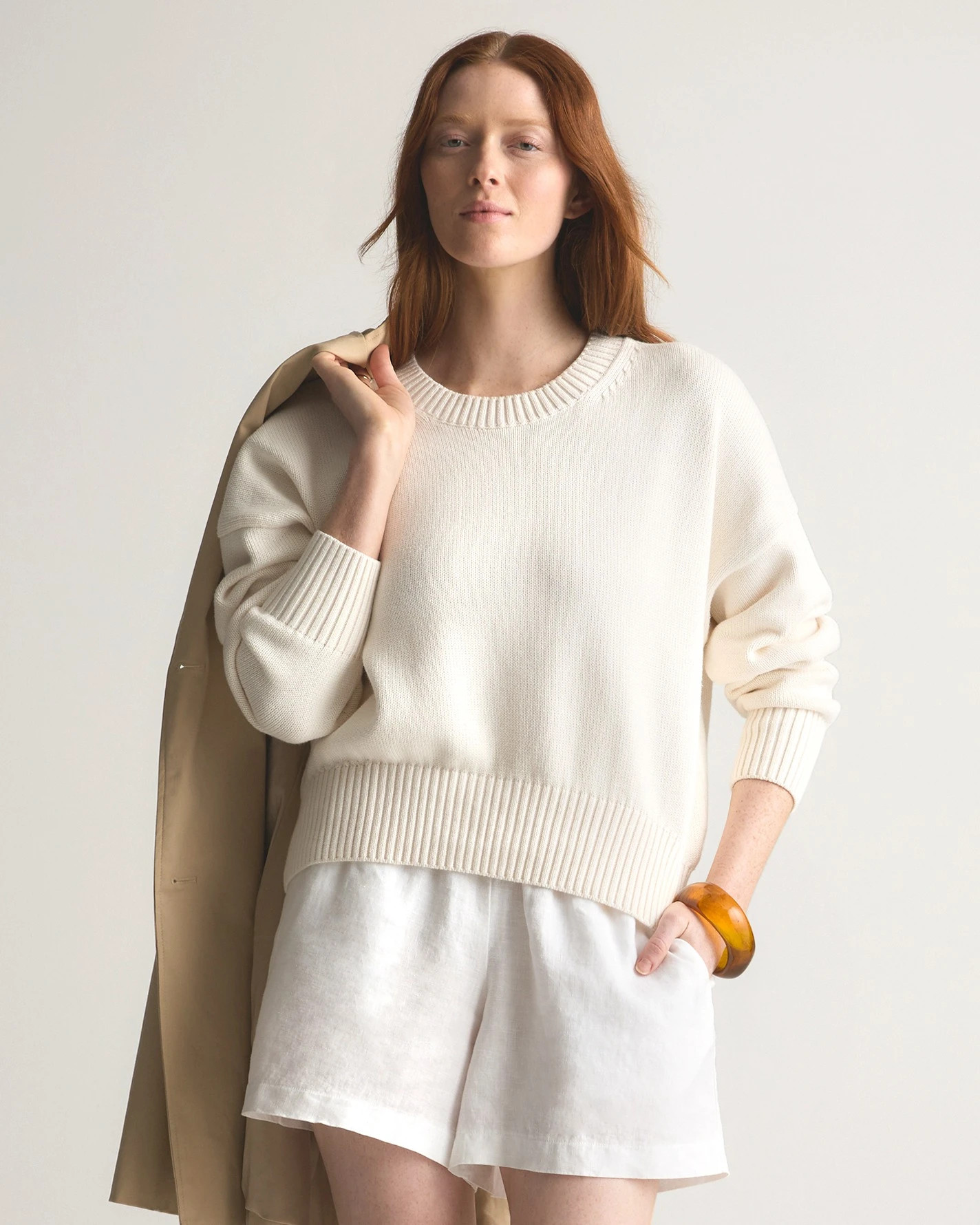 100% Organic Cotton Boyfriend Crew Sweater | Quince