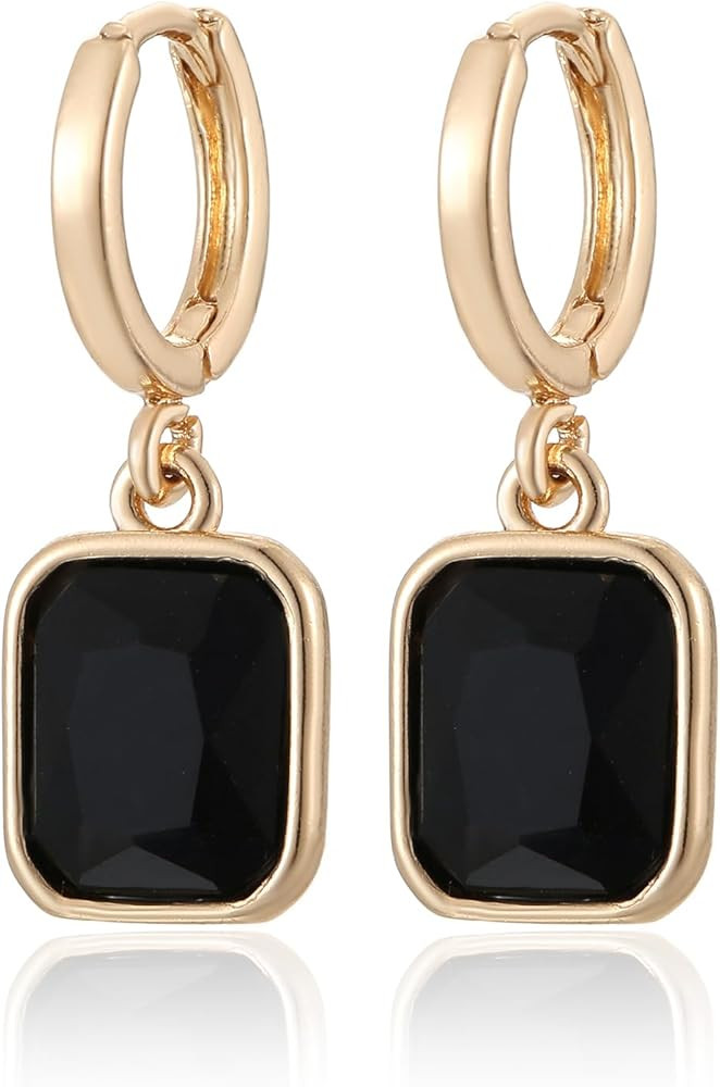 Birthstone Crystal Hoop Earrings, Gold Small Dainty Birthstone Drop Earrings Huggie Hoop for Wedd... | Amazon (US)
