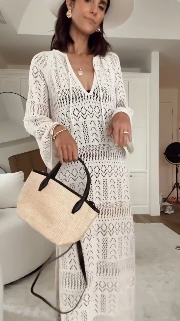 Vacation outfit idea! This coverup was love at sight that I had to get it in black 🙌🏼❤️ I’m just shy of 5-7” wearing the size  small. My bags are sold out but linking a couple different options below xx 

 #LTKootd #LTKSeasonal #LTKTravel