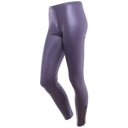 Simplicity Ladies Shiny Wet Look Tights Footless Leggings, Charcoal w/Chian | Walmart (US)