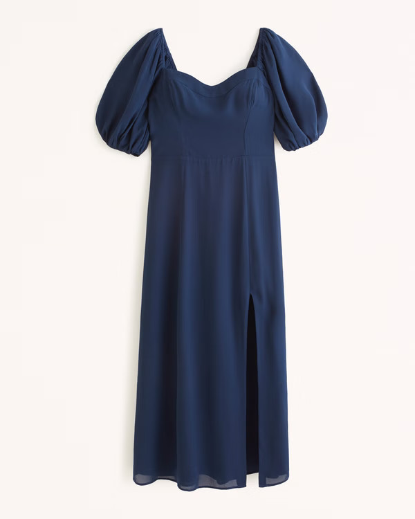 The A&F Camille Puff Sleeve Midi Dress | Abercrombie & Fitch (US)