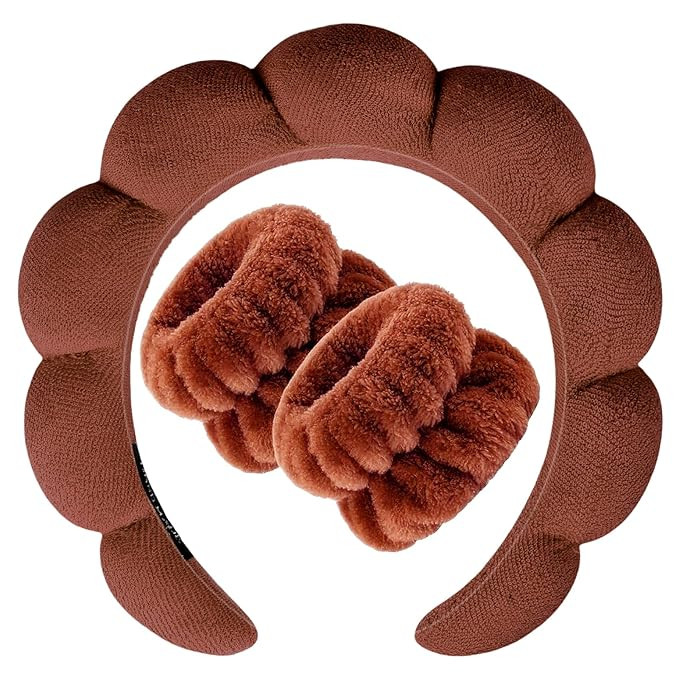 Zkptops Spa Headband for Washing Face Wristband Set Sponge Makeup Skincare Terry Cloth Bubble Sof... | Amazon (US)