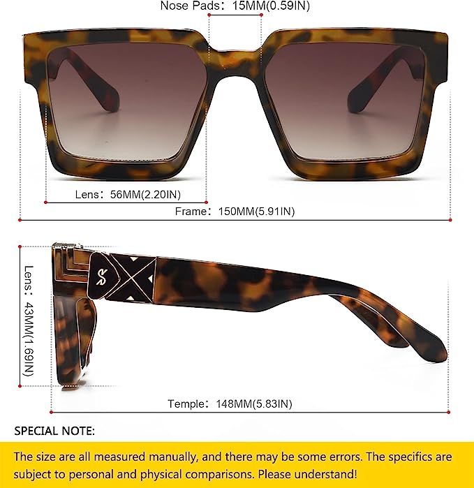 SHEEN KELLY Retro Rectangular Sunglasses Women Men Square Vintage Chunky Gradual Lens Luxury Gold... | Amazon (US)