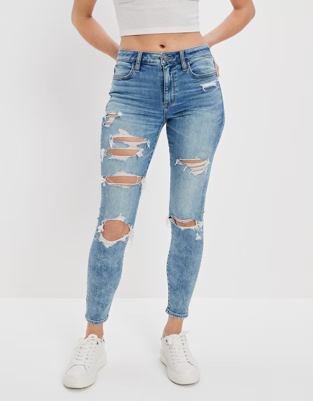 AE Next Level Ripped High-Waisted Jegging Crop | American Eagle Outfitters (US & CA)