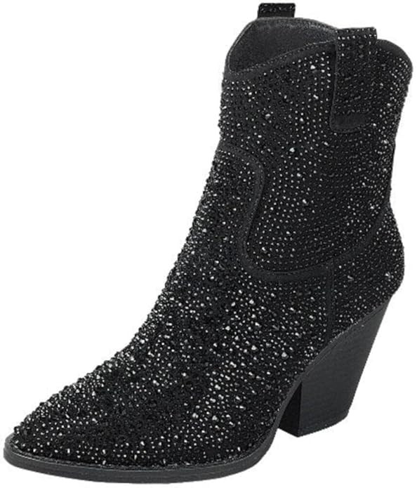 TruFox Women's Rhinestone Western Cowboy Booties | Amazon (US)