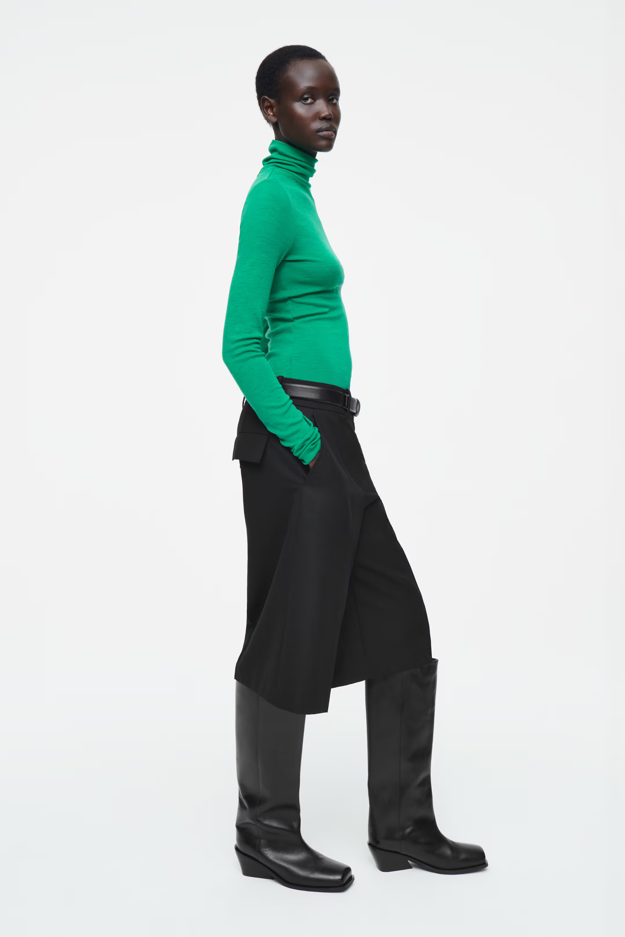 MERINO WOOL TURTLENECK TOP - GREEN - DAMES | H&M NL | H&M (DE, AT, CH, NL, FI)