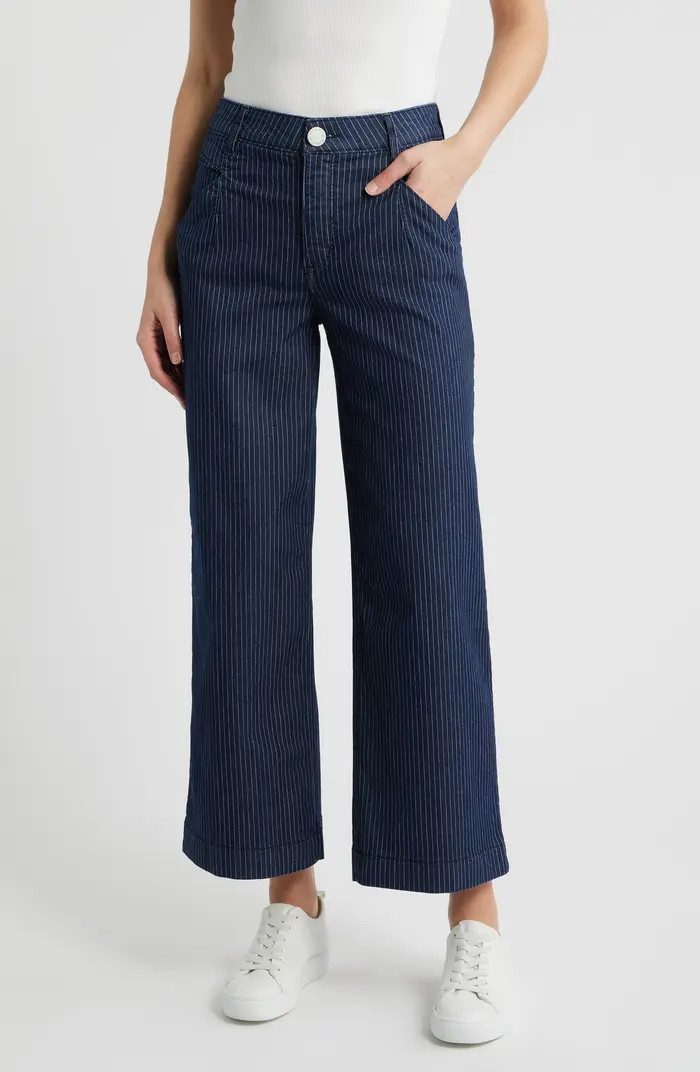 Wyatt Skyrise Stripe V-Pocket Ankle Wide Leg Jeans | Nordstrom