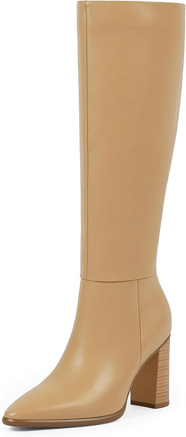 Knee High Boots Women Pointed Toe Chunky Heel Fall Tall Boots Side Zipper Long Boots for Women | Amazon (US)