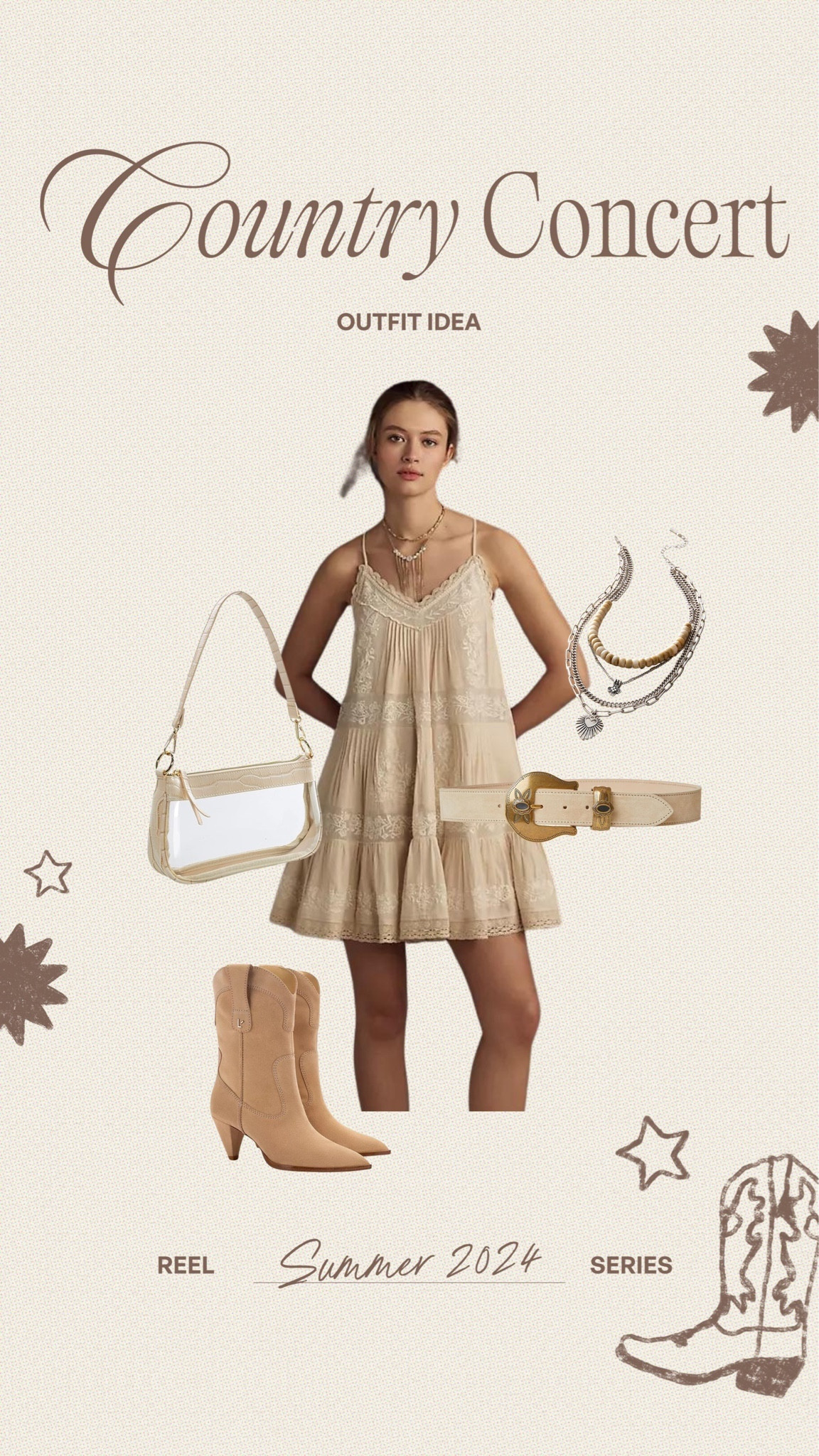 REEL SERIES | Country concert outfit ideas🤠🤍✨👢🤎  the belt isn’t likable but I linked similar #country #concert #nashville 

#LTKstyletip #LTKFestival #LTKmidsize