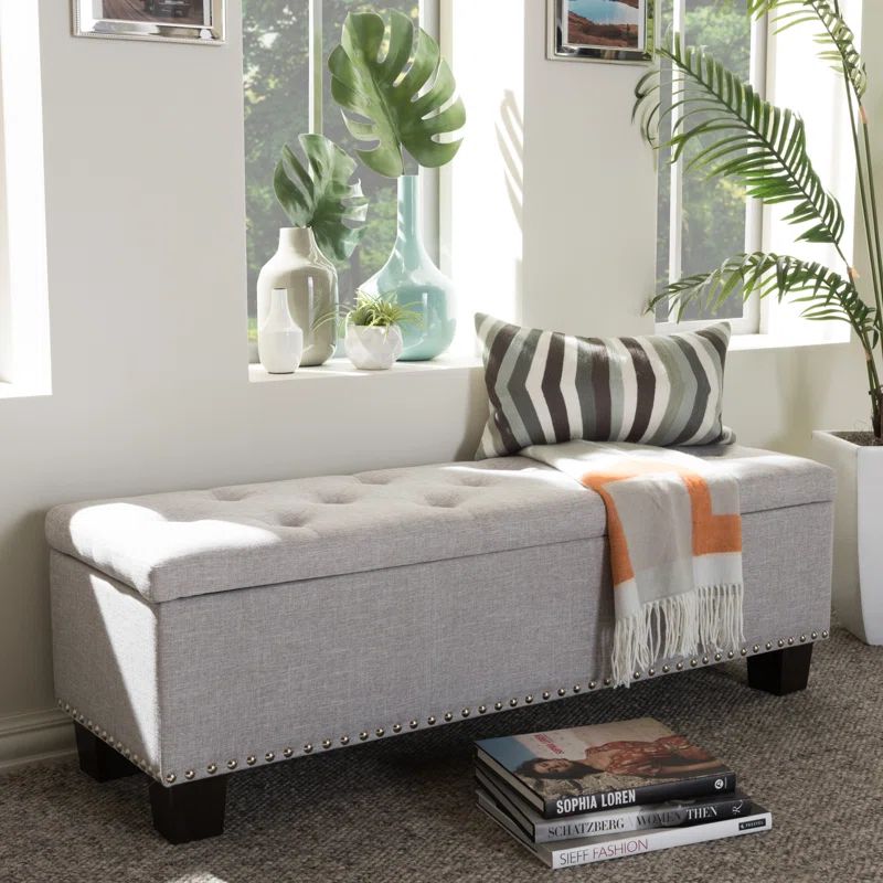 Back Bay Upholstered Storage Bench Upholstery Color: Grayish Beige | Wayfair North America