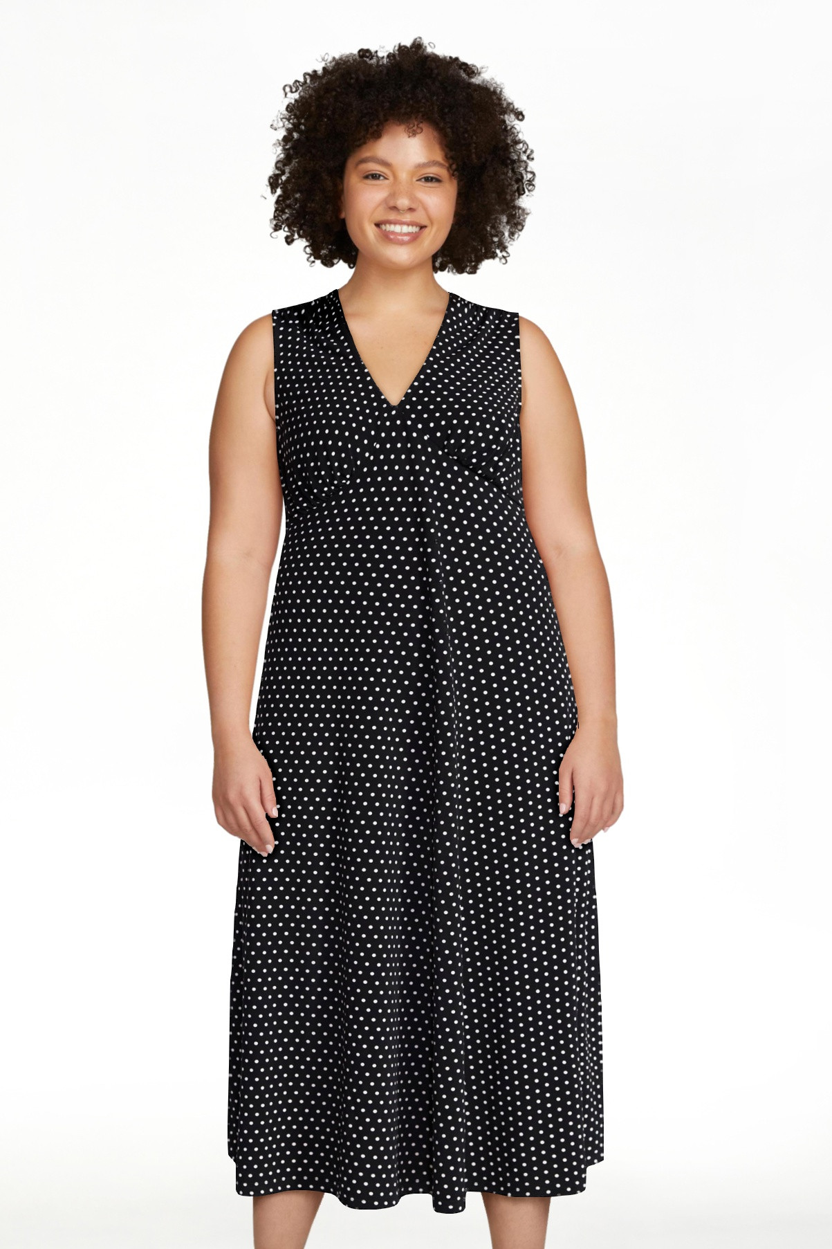 Time and Tru Women's Sleeveless V-Neck Printed Midi Dress, Sizes XS-XXXL | Walmart (US)