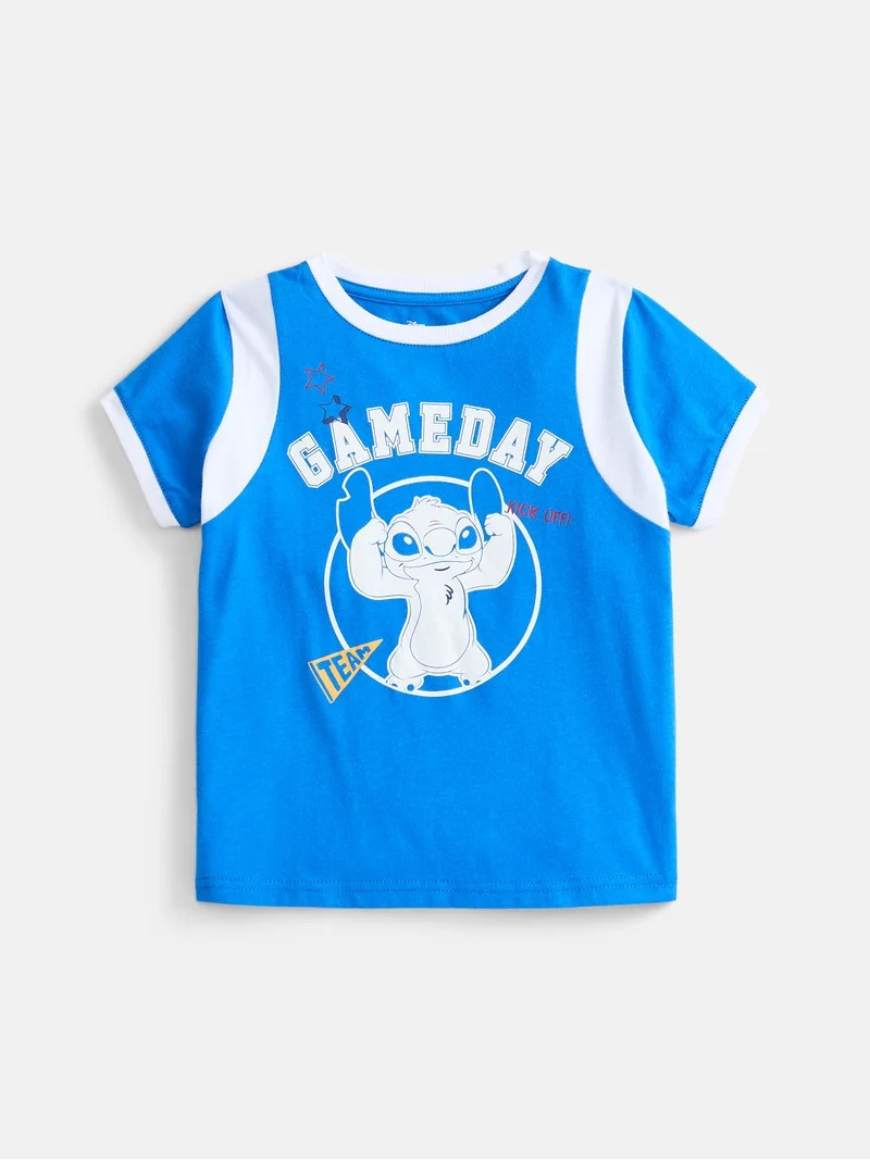 Stitch Girls Graphic Game Day Tee with Short Sleeves, Sizes 4-16 | Walmart (US)