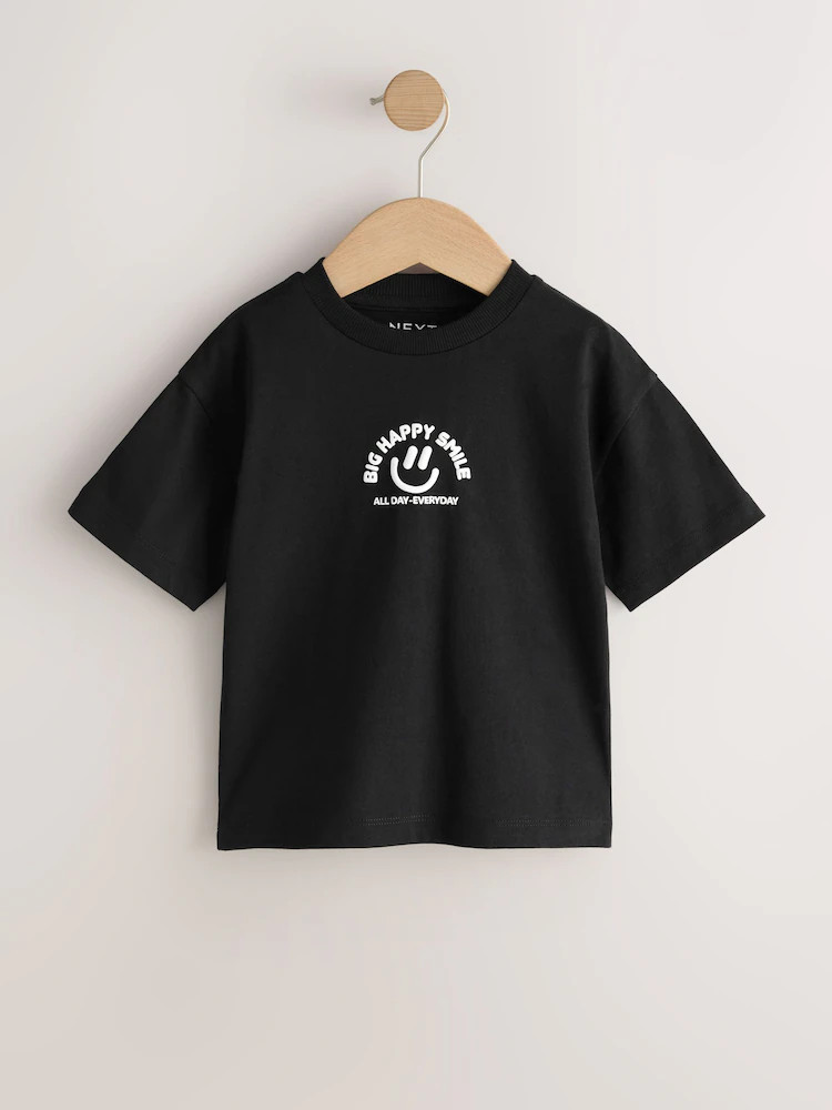 Black Smile Short Sleeve Small Graphic T-Shirt (3mths-7yrs) | Next US