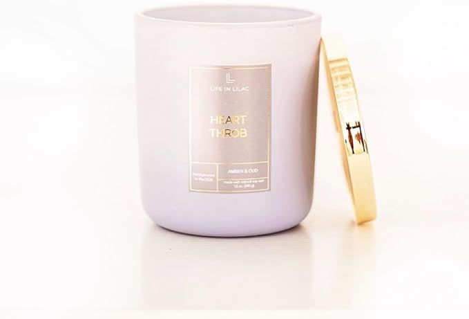 Life in Lilac Heart Throb Candle: Amber and Oud, Luxury Scented Natural Soy Candle, Hand Poured, ... | Amazon (US)