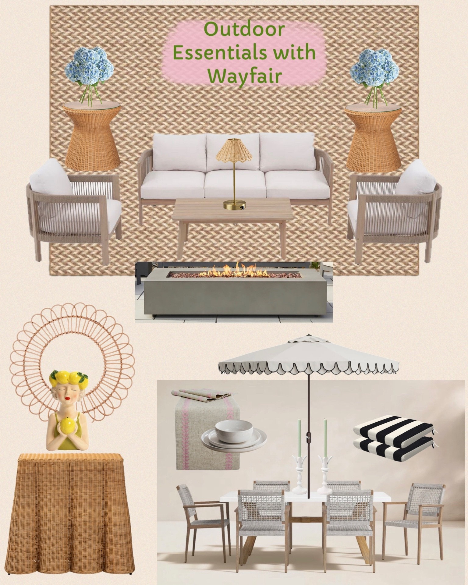 Spring Sale with @Wayfair!  Transforming our outdoor space into a true getaway during their spring sale! This 4-piece conversation set paired with a sleek gas firepit has completely elevated how we relax and entertain at home. I layered in an outdoor rug, added a few favorite decor pieces, and finished the space with a beautiful dining table and chairs for al fresco evenings. 

Everything is on sale!  @Wayfair my go-to for creating outdoor spaces that feel both stylish and inviting.

You can shop all of these pieces (and more of my outdoor finds) during their spring sale! 

#outdoor #wishyouwerehere #Wayfair #WayfairPartner

#LTKSaleAlert #LTKSeasonal #LTKHome