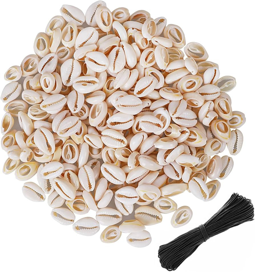 120 PCS White 0.71"-0.79" Natural Strong Cowrie Shell Beads Smooth Cut Oval Seashells, Beach Seas... | Amazon (US)